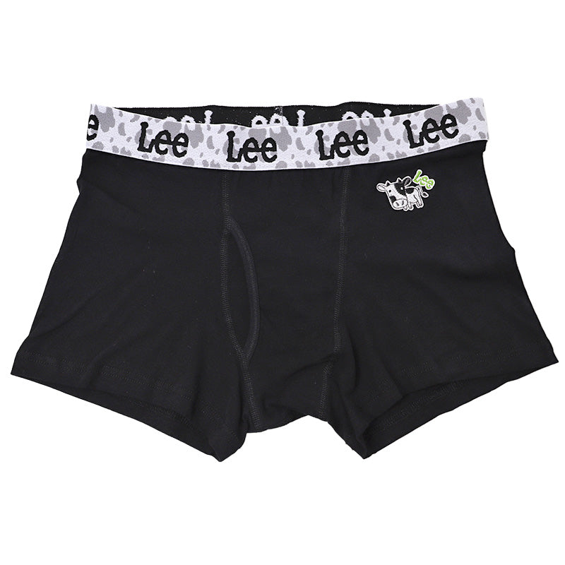 Lee リー ボクサーパンツ メンズ 綿混 ストレッチ 前開き ボクサーブリーフ コットン 伸縮 ウエストゴム うし柄 牛柄 M L LL 3L ワンポイント 刺繍 男性 紳士 下着 インナー アンダーウェア 中学生 高校生 学生 ティーン おしゃれ かわいい