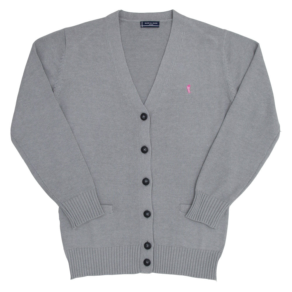 スクール カーディガン 女子 コットン 制服 ニット S~L OLIVE des OLIVE school レディース 学生 スクールカーディガン ワンポイント 綿 薄手 (送料無料) (在庫限り)