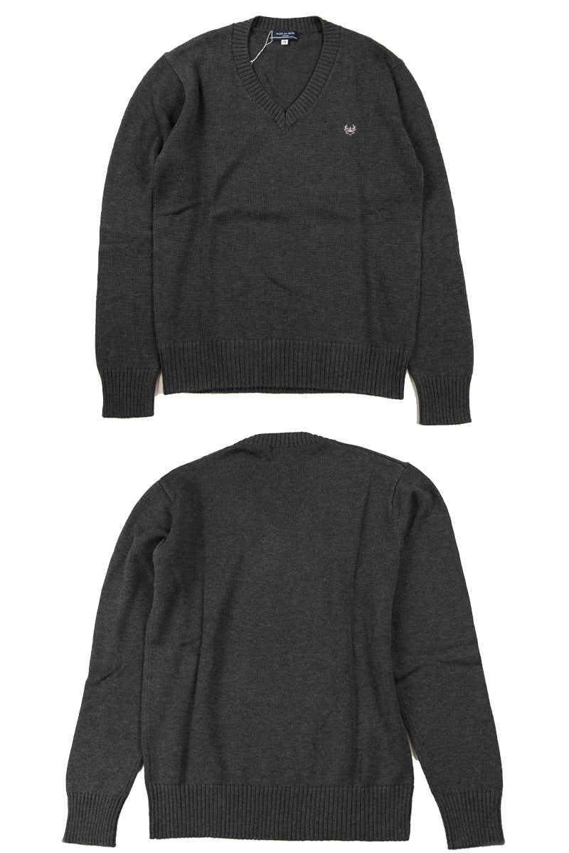 スクールセーター 女子 コットン 制服 ニット Vネック S~L OLIVE des OLIVE スクールニット 学生 女子高生 女の子 レディース 防寒 綿 ワンポイント (送料無料) (在庫限り)