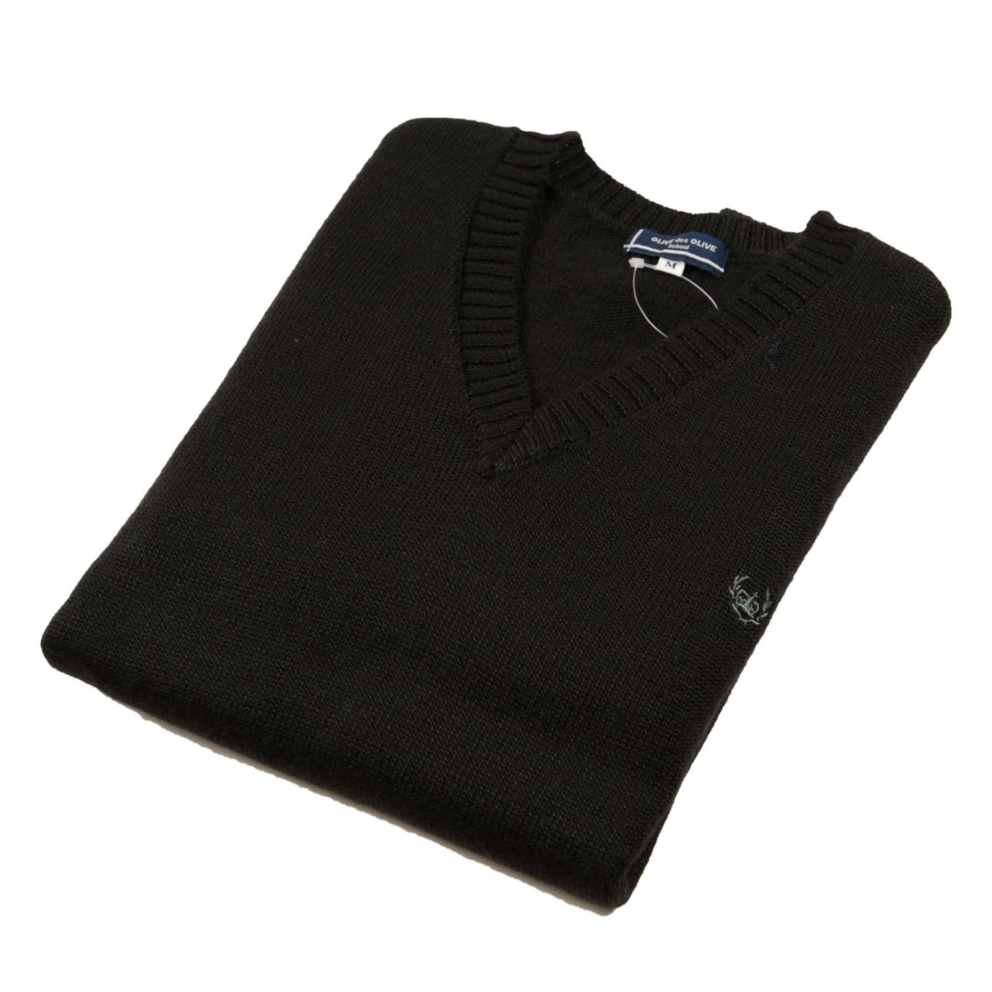OLIVE des OLIVE ウールニット Vネックセーター S~L (OLIVE des OLIVE Vネックセーター 学生 女子 スクール 冬用 毛玉防止 型崩れ防止) (送料無料) (在庫限り)