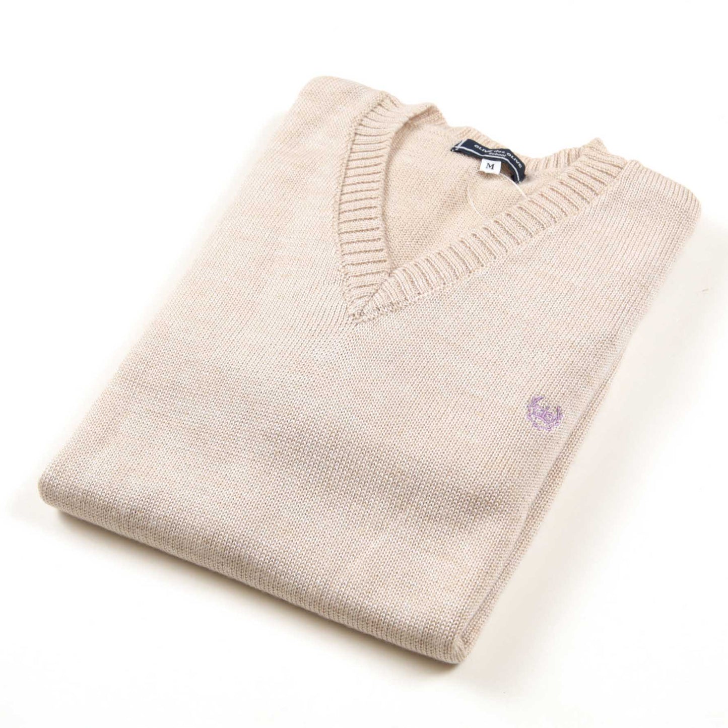 OLIVE des OLIVE ウールニット Vネックセーター S~L (OLIVE des OLIVE Vネックセーター 学生 女子 スクール 冬用 毛玉防止 型崩れ防止) (送料無料) (在庫限り)