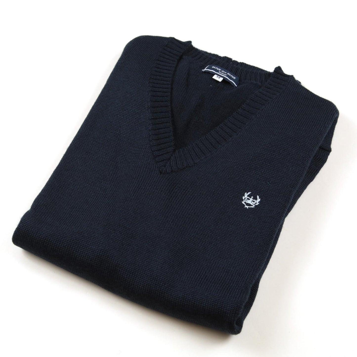 OLIVE des OLIVE ウールニット Vネックセーター S~L (OLIVE des OLIVE Vネックセーター 学生 女子 スクール 冬用 毛玉防止 型崩れ防止) (送料無料) (在庫限り)