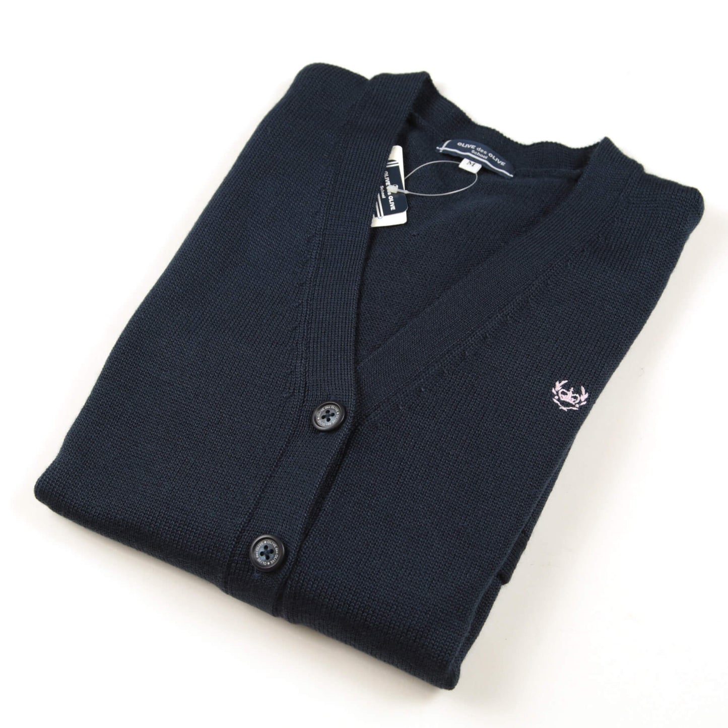 スクールカーディガン 女子 ウール 制服 ニット S~L OLIVE des OLIVE カーディガン 学生 女の子 女子高校生 スクール 冬 防寒 ワンポイント (送料無料) (在庫限り)