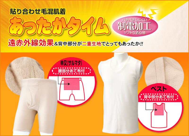 さるまた 紳士 猿股 申又 M~LL (メンズ 男性 下着 肌着 紳士肌着 あったか 暖かい 冬 ボトム パンツ 保温 防寒 インナー 毛混貼り合わせ申又 M L LL) (在庫限り)