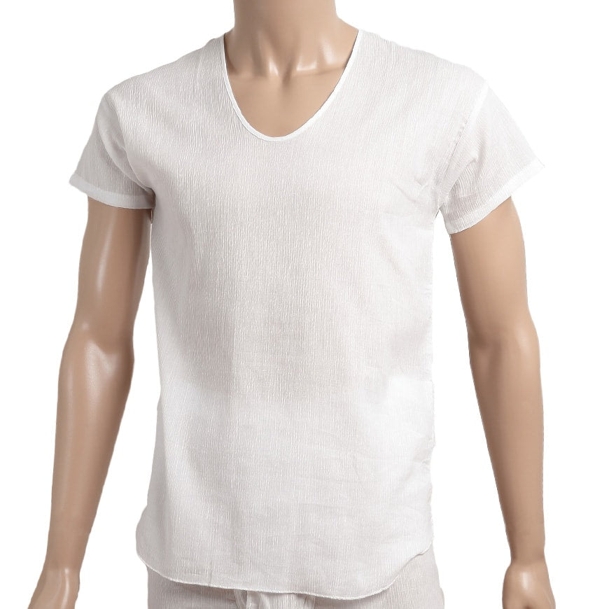 クレープ肌着 メンズ 半袖 tシャツ 綿100% 2枚組 M~LL 下着 インナー 夏 涼しい 吸汗速乾 男性 紳士 肌着 コットン Uネック U首 M L LL (在庫限り)