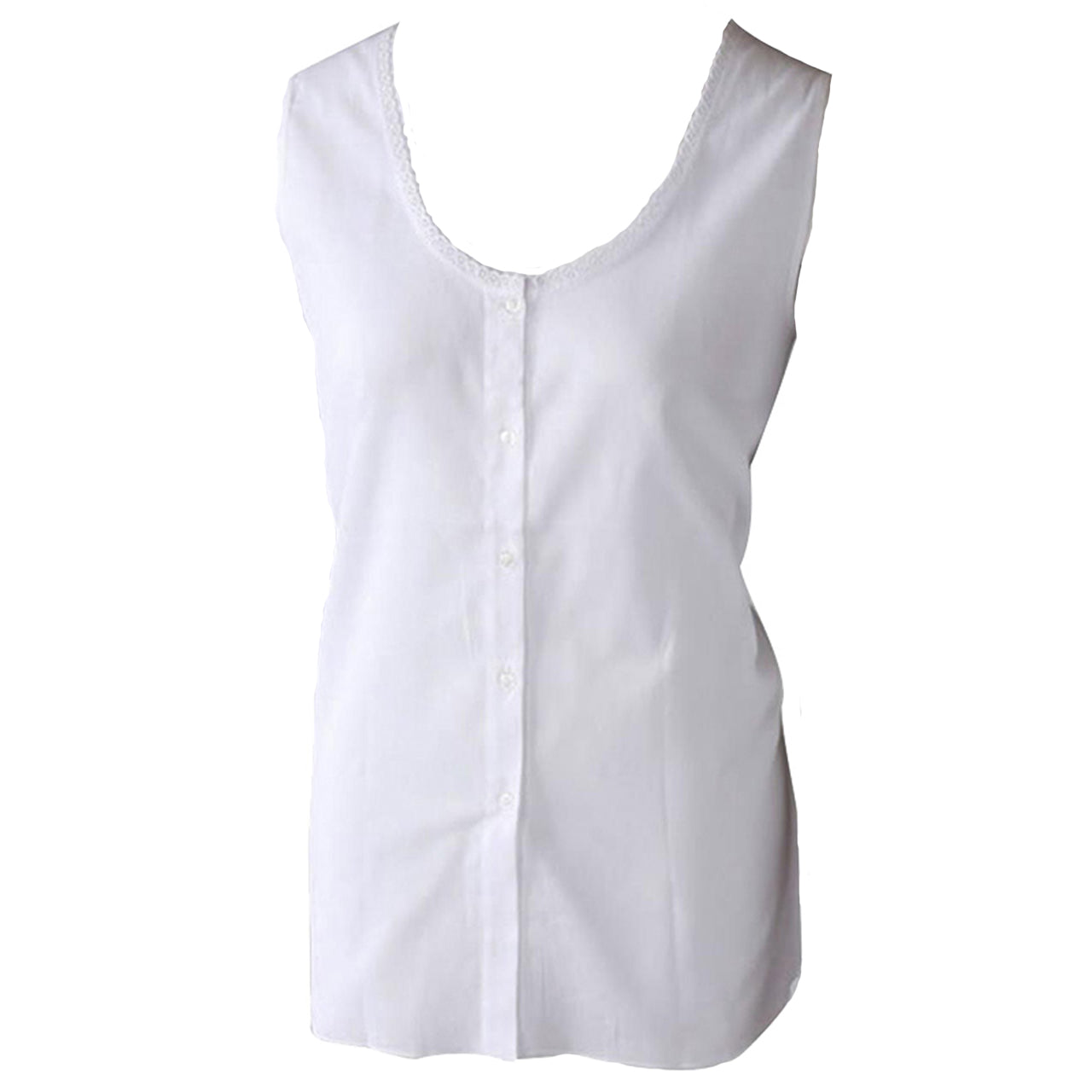 涼風クレープ ラン型キング M~LL (レディース インナー 下着 タンクトップ 前開き ボタン 綿100% 白 夏) (婦人肌着) (在庫限り)