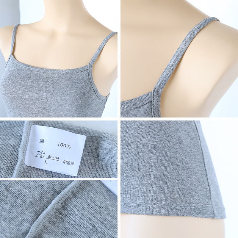 下着 キャミソール 綿100% レディース M L LL 肌着 綿 インナー 無地 グレー 白 黒
