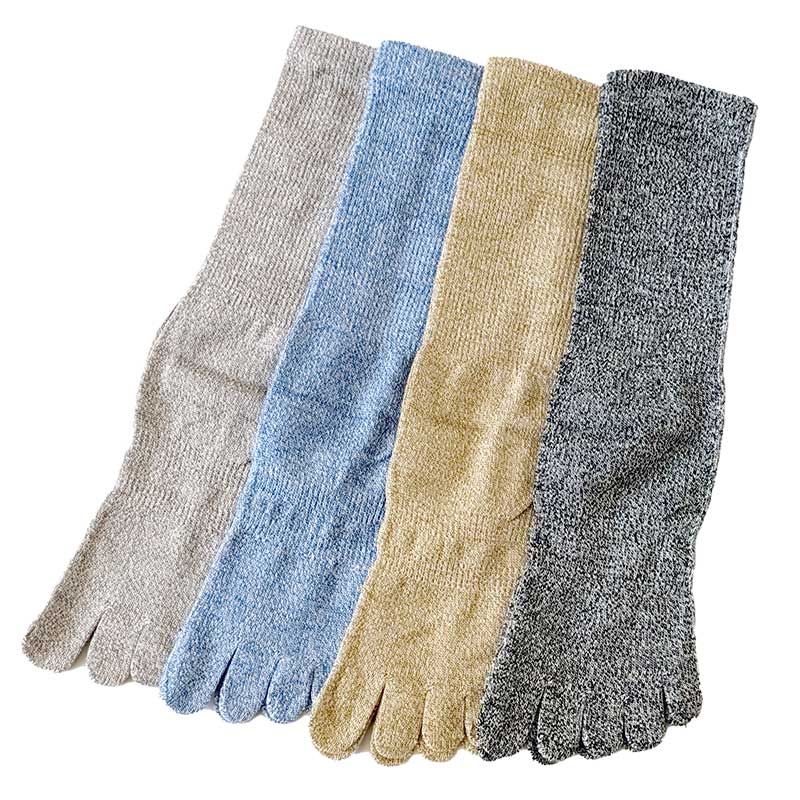 メンズ 靴下 5本指 ソックス 4足組 サポーター付 日本製 24-27cm (五本指 靴下 男性 日本製 かかとなし 水虫対策 消臭)