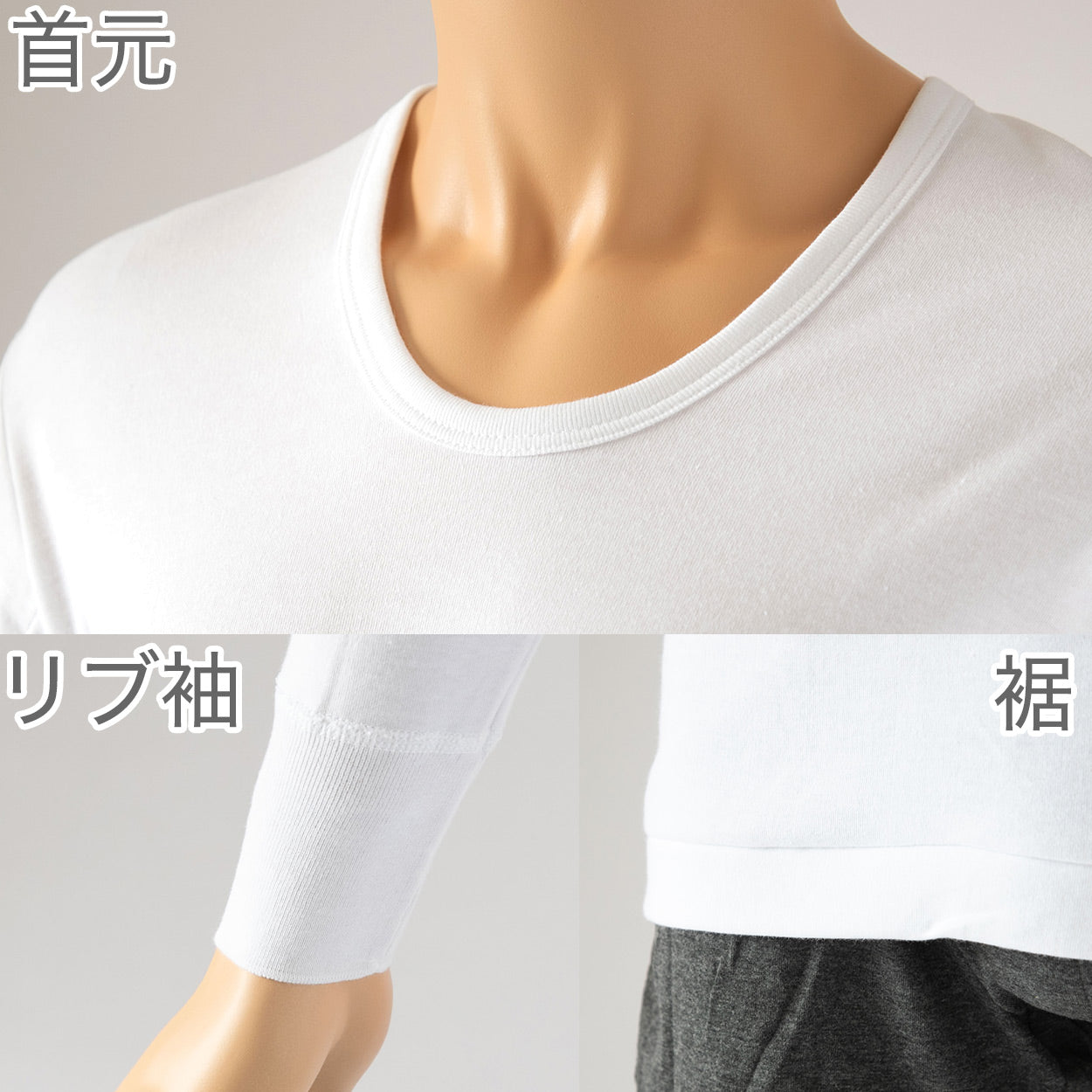 インナー シャツ メンズ 長袖 綿100% 冬 2枚組 発熱 暖かい U首 Uネック 厚手 厚地 M~LL 下着 肌着 あったか 防寒 袖リブ 白 ホワイト コットン