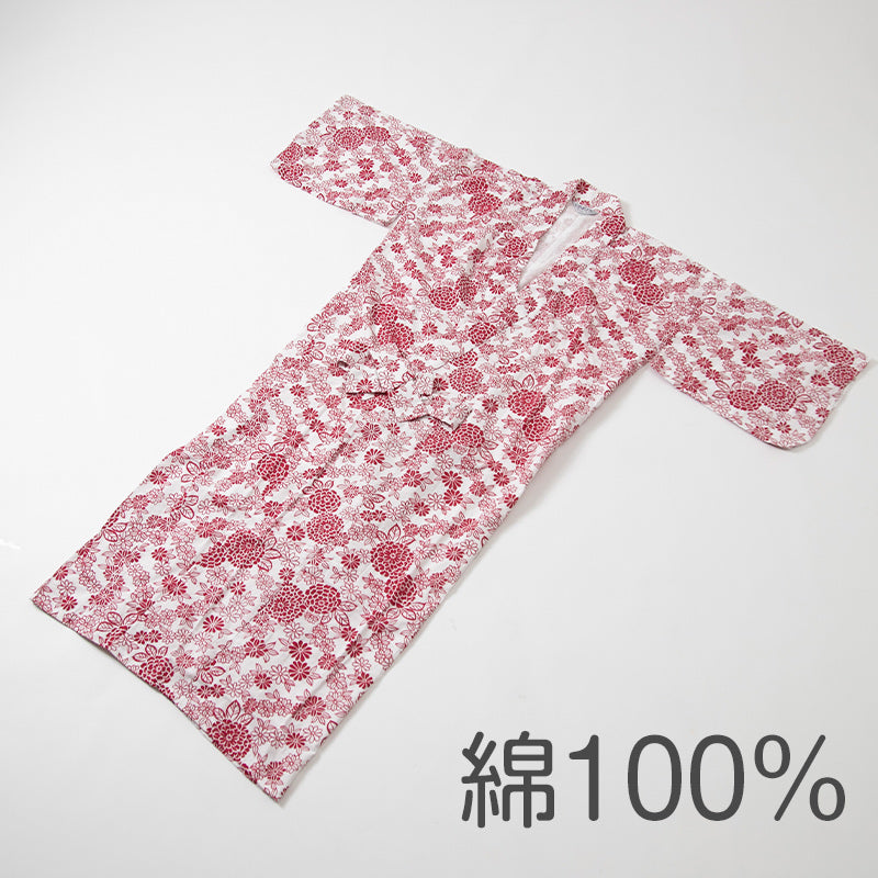綿100% ガーゼ 日本製 婦人用 おねまき レディース 寝巻き 女性用 パジャマ ルームウェア ナイトウェア 和式 寝間着 ネイビー 赤 紫 柄おまかせ 通年用 吸汗 通気 快適 軽量 入院 介護 施設用 M・L (取寄せ)