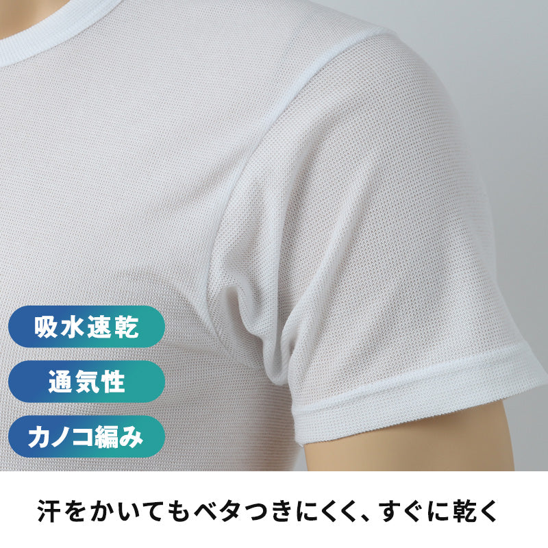 BVD インナー 半袖 メンズ tシャツ カノコ メッシュ 丸首 2枚組 M~LL bvd インナーシャツ 肌着 下着 クルーネック 春夏 ホワイト 白 M L LL (在庫限り)
