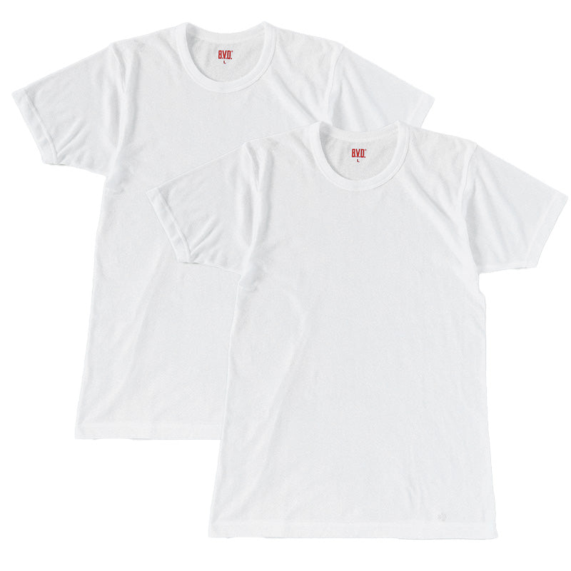 BVD インナー メンズ 半袖 tシャツ メッシュ 丸首 2枚組 M~LL bvd インナーシャツ 肌着 下着 クルーネック 春夏 ホワイト 白 M L LL (在庫限り)