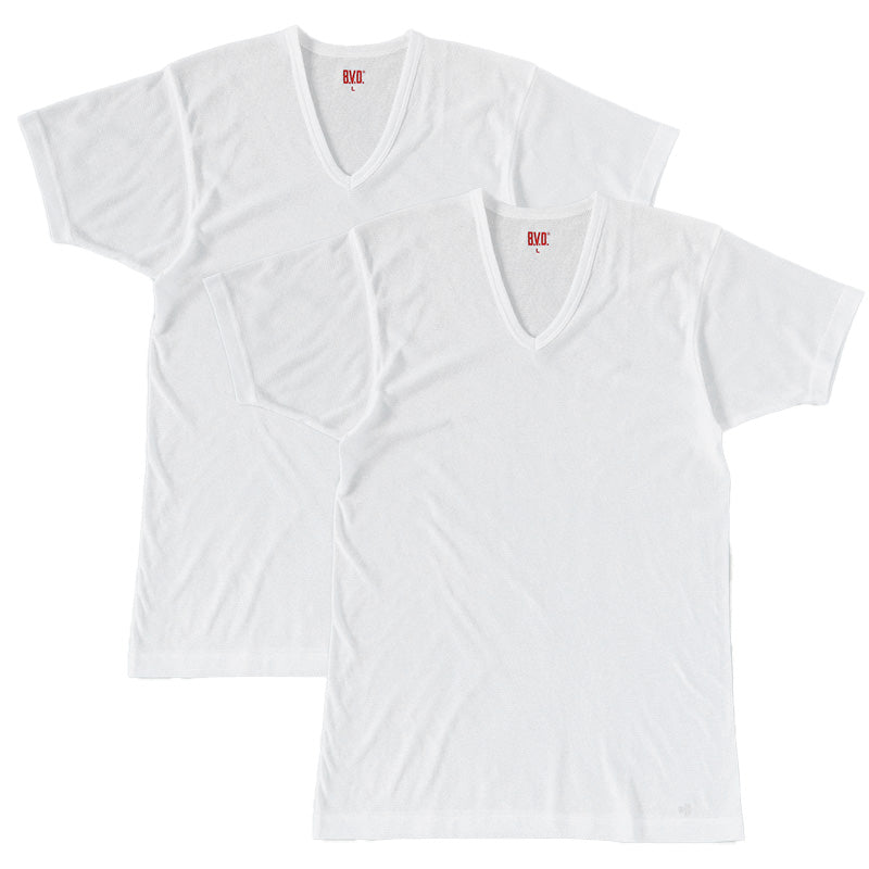 BVD インナー メンズ 半袖 vネック tシャツ 下着 メッシュ 2枚組 M~LL bvd インナーシャツ 肌着 v首 春夏 ホワイト 白 M L LL (在庫限り)