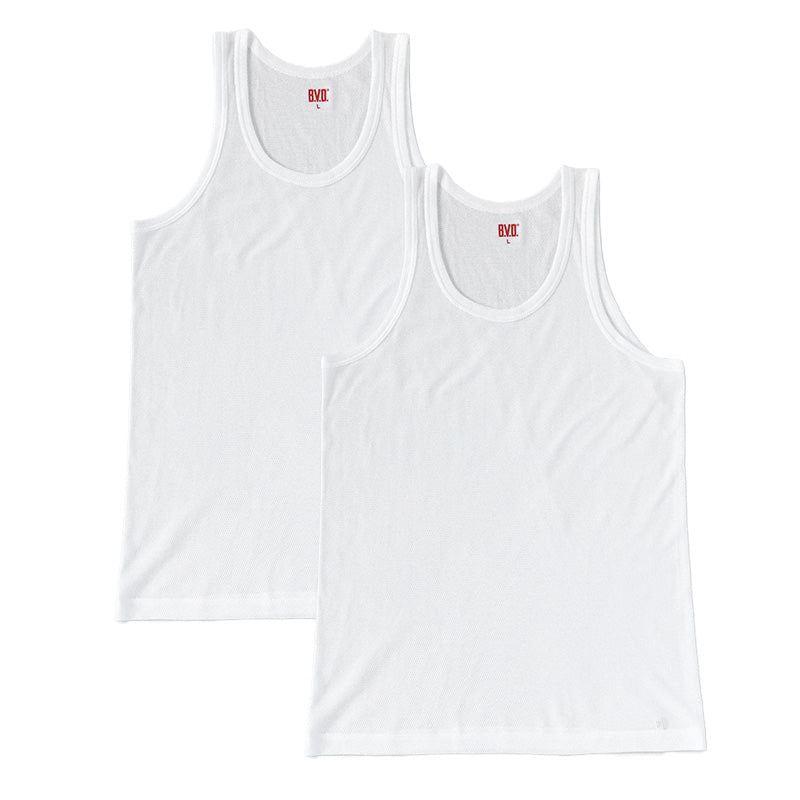 BVD ランニング シャツ メッシュ メンズ インナー タンクトップ 2枚組 M~LL bvd tシャツ インナーシャツ 肌着 下着 ノースリーブ 春夏 ホワイト 白 M L LL (在庫限り)