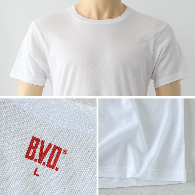 BVD インナー メンズ 半袖 tシャツ 丸首 2枚組 M~LL bvd インナーシャツ 肌着 下着 クルーネック 春夏 ホワイト 白 M L LL (在庫限り)