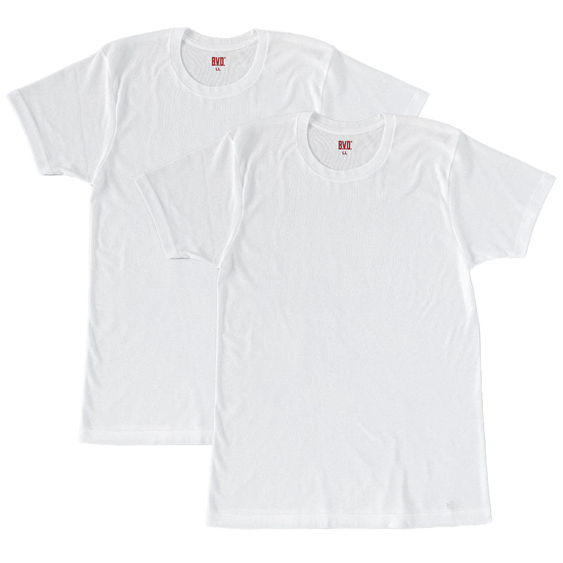BVD インナー メンズ 半袖 tシャツ 丸首 2枚組 M~LL bvd インナーシャツ 肌着 下着 クルーネック 春夏 ホワイト 白 M L LL (在庫限り)