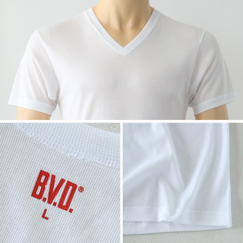 BVD メンズ インナーシャツ 半袖 vネック tシャツ 下着 2枚組 M~LL 肌着 インナー v首 春夏 防臭 ホワイト 白 M L LL (在庫限り)