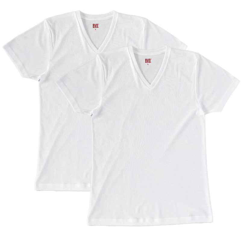 BVD メンズ インナーシャツ 半袖 vネック tシャツ 下着 2枚組 M~LL 肌着 インナー v首 春夏 防臭 ホワイト 白 M L LL (在庫限り)