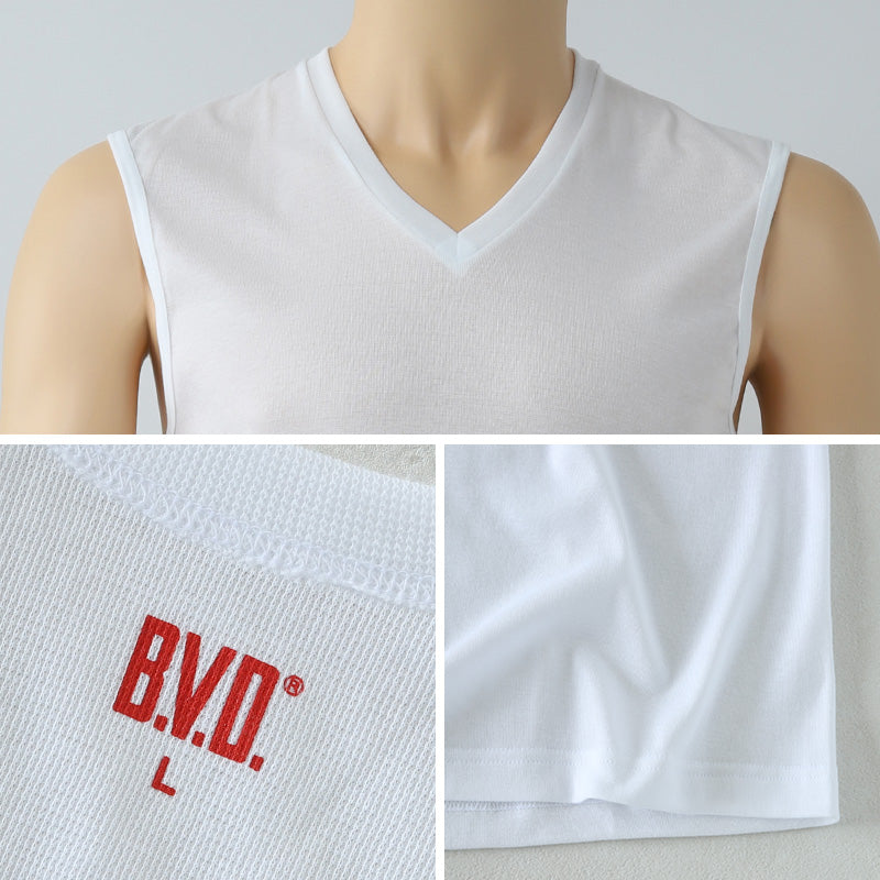 BVD インナー メンズ ノースリーブ vネック スリーブレス 2枚組 M~LL bvd tシャツ インナーシャツ 肌着 下着 v首 タンクトップ ランニング 春夏 ホワイト 白 M L LL (在庫限り)