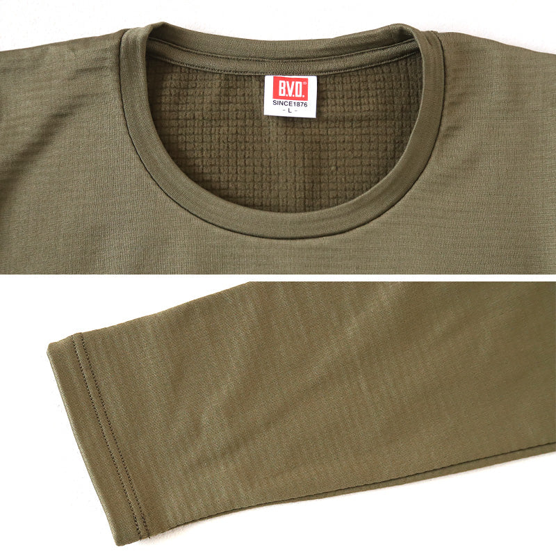BVD 瞬暖 tシャツ クルーネック 長袖 M~LL 丸首 冬 防寒 保温 裏起毛 あったか 暖かい 下着 インナー シャツ 静電気防止 厚手 ビジネス アウトドア プレゼント ギフト (在庫限り)