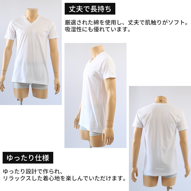 bvd tシャツ ゴールド 綿100 vネック メンズ LL v首 BVD インナー シャツ 肌着 下着 半袖 コットン シンプル 無地 白 黒 グレー
