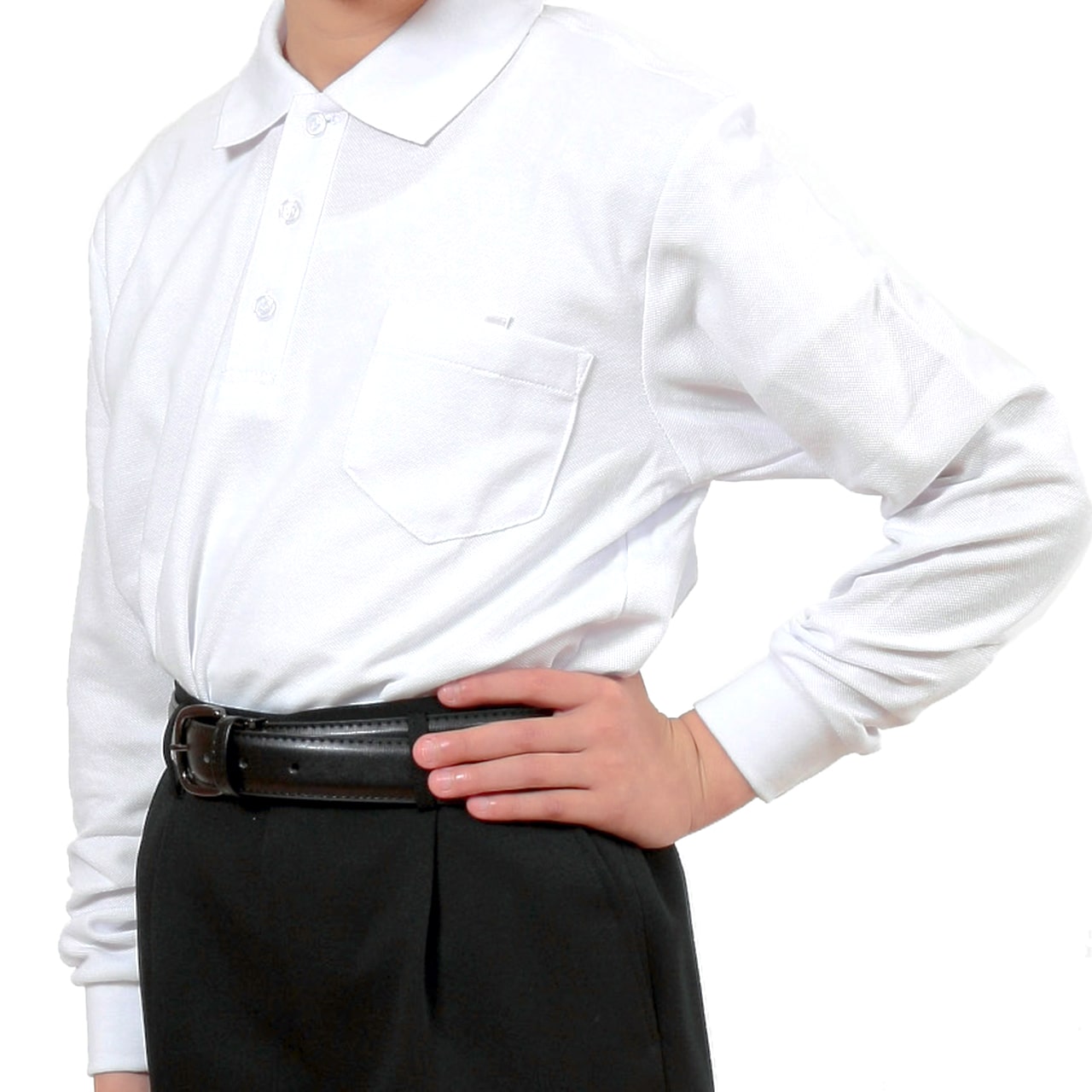 キッズ ポロシャツ 長袖 綿100% 小学生 制服 小学校 スクール 子供 100cm~160cm 男の子 女の子 スクールシャツ 男子 女子 白 無地 学校 吸汗速乾