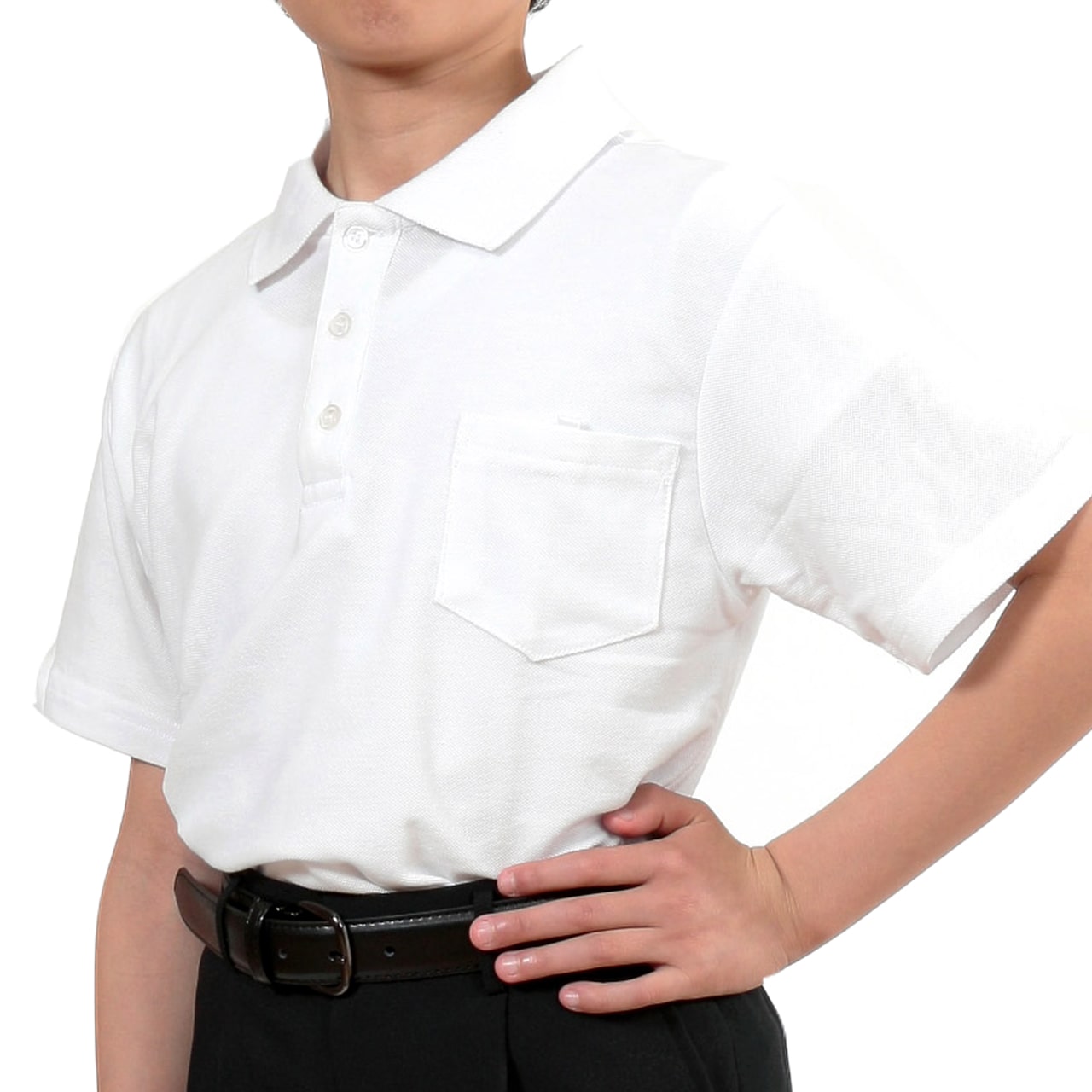 キッズ ポロシャツ 半袖 綿100% 小学生 制服 小学校 スクール 子供 100cm~160cm 男の子 女の子 スクールシャツ 男子 女子 白 無地 学校 吸汗速乾