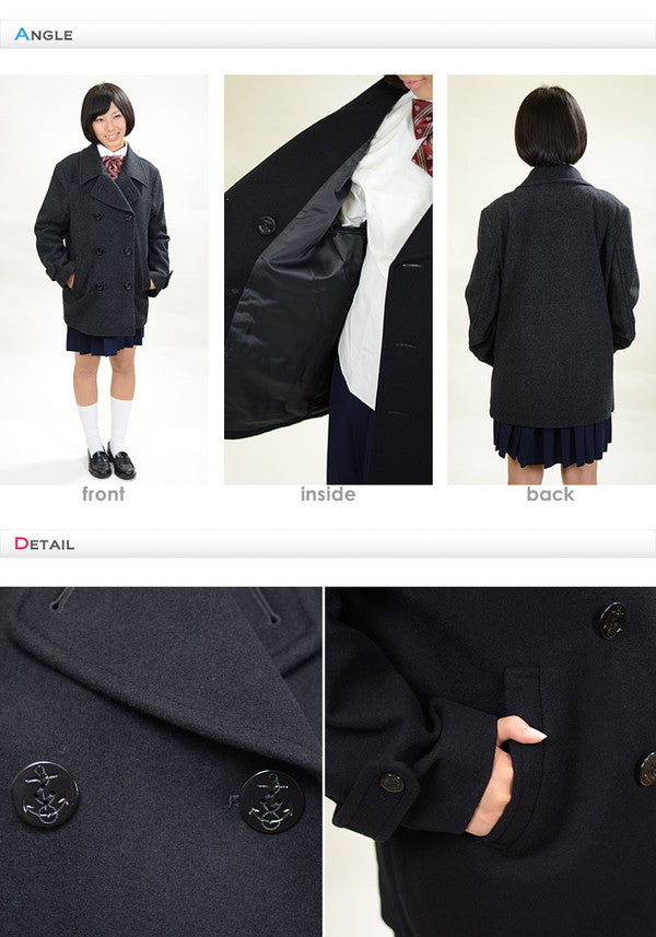 トンボ学生服 VARSITYMATE スクール用 通学用 男女兼用 ピーコート S~EL (トンボ 防寒 あたたかい 大きいサイズ 中学生 高校生 学校用 アウター 上着 コート スクール) (送料無料) (在庫限り)