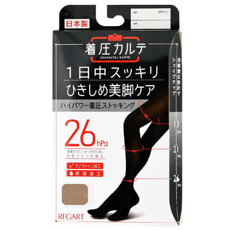 着圧カルテ 着圧ストッキング ハイパワー M-L・L-LL 着圧 ストッキング パンスト レディース むくみ 足の疲れ 美脚 引き締め 黒