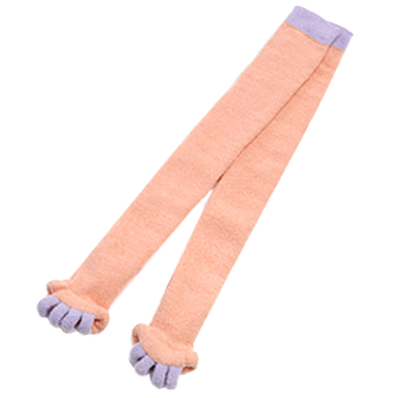 ルームソックス レディース 猫指ソックス オーバーニー 23-25cm 5本指 着圧 オープントゥ おやすみソックス ゆったり ふわふわ もこもこ 黒 桃 ニーハイ (在庫限り)