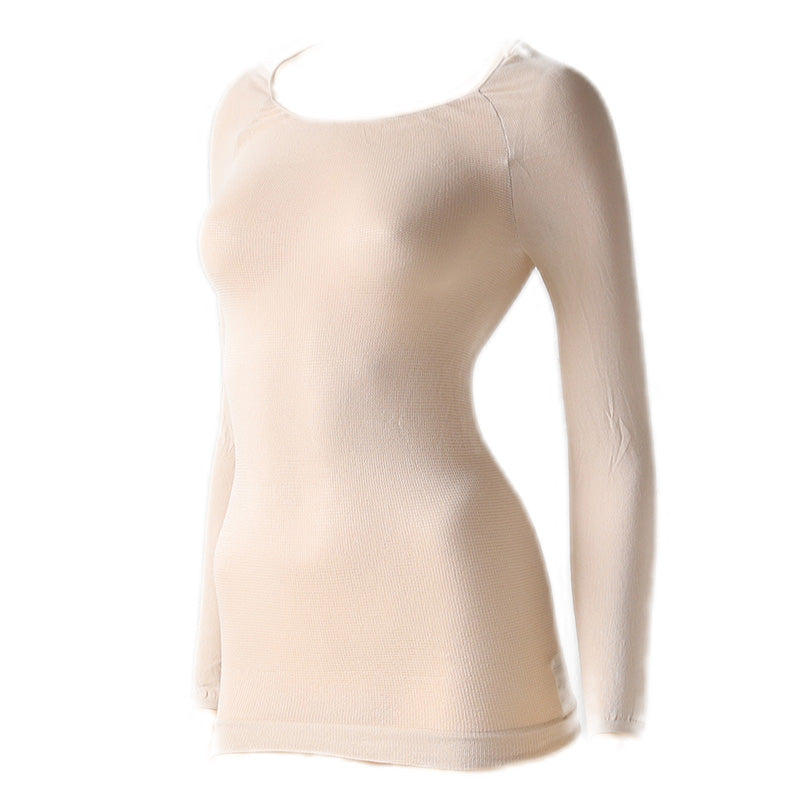 ラウンドネック Light&Warm Tights Inner M・L (冬 ウィンター 下着 暖かい あったか インナー 秋 防寒 シャツ 肌着 黒 女性 婦人 薄い アウター下) (在庫限り)