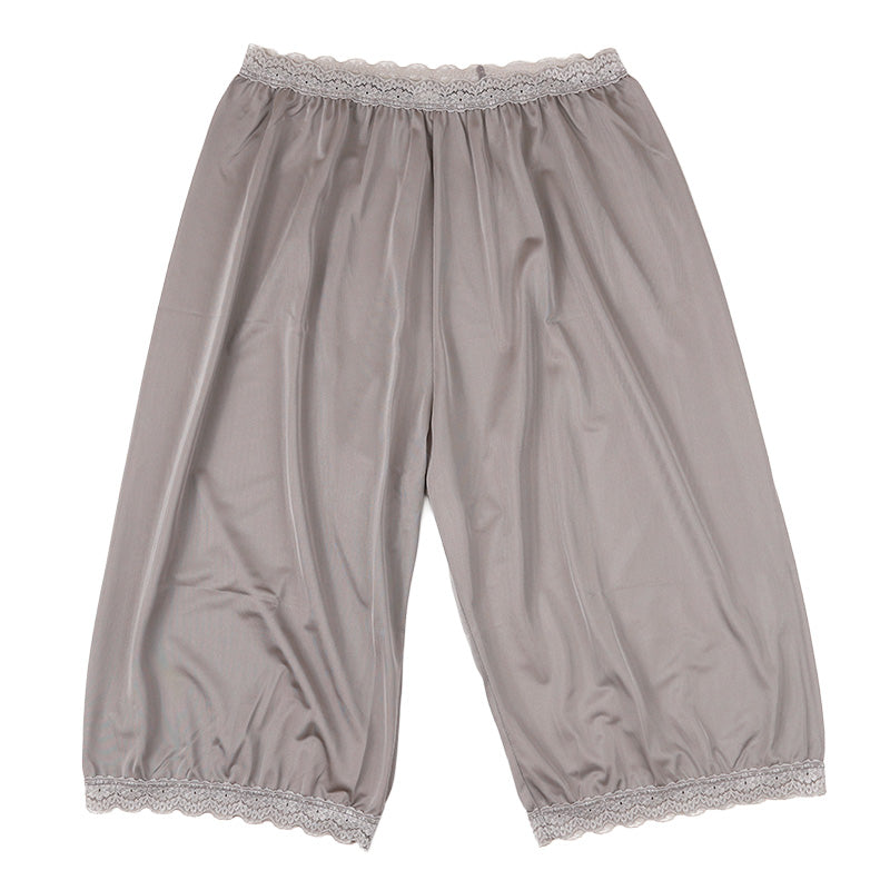ペチパンツ 透けない ロング ペチコート パンツ 大きいサイズ トイレ 裾ゴム入り レディース ひざ丈 日本製 3L - 4L ・ 5L - 6L ペチパン キュロット インナーパンツ 静電気防止 透け防止 ツルツル 肌色 黒 灰 レース シンプル