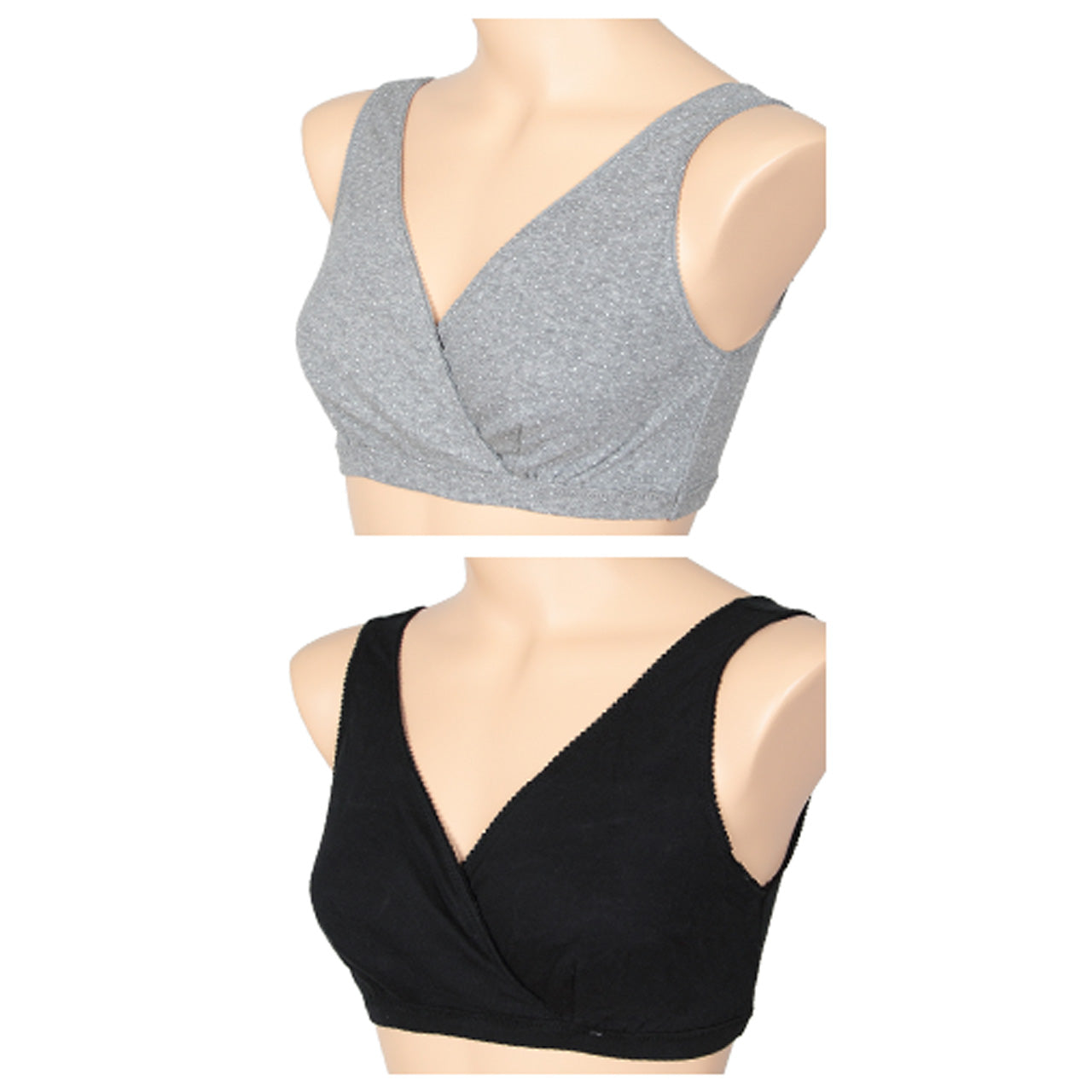 授乳ハーフトップ ブラ ノンワイヤー 綿100% ローズマダム クロスオープン 2枚組 M・L (授乳ブラ マタニティブラ 妊婦 妊娠 出産 コットン 産前 産後 下着 インナー ブラジャー M L) (在庫限り)