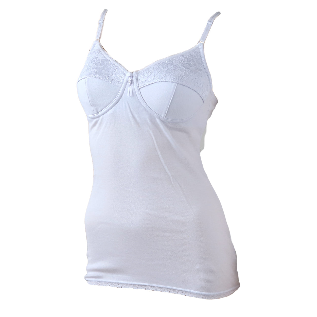 カップ付き キャミソール 綿 ノンワイヤー M~3L (下着 ブラキャミ 大きいサイズ カップ付きインナー レディース インナー 綿100% 肌着)