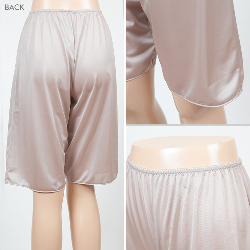 ペチコート パンツ ペチパンツ 透け防止 透けない M55~LL55 (キュロット フレアパンツ ひざ丈 レディース インナー ランジェリー ガウチョ ワイドパンツ 裏地 ベージュ 黒)