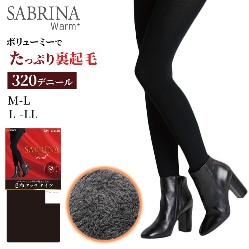 グンゼ サブリナ タイツ 裏起毛 厚手 レディース 毛布 320デニール M-L・L-LL GUNZE SABRINA 冬 防寒 あったか 暖かい 裏起毛タイツ 黒
