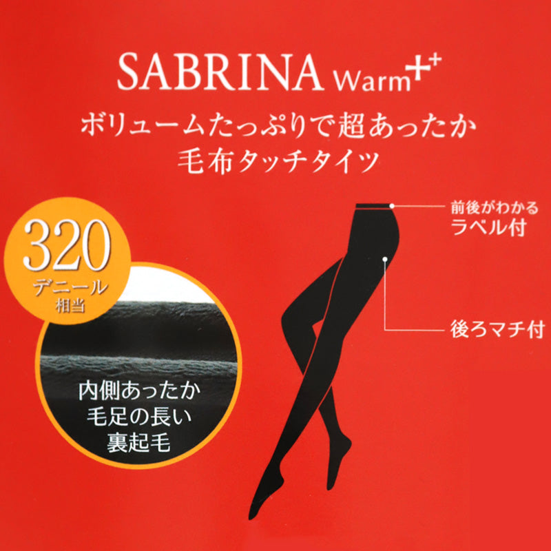 グンゼ サブリナ タイツ 裏起毛 厚手 レディース 毛布 320デニール M-L・L-LL GUNZE SABRINA 冬 防寒 あったか 暖かい 裏起毛タイツ 黒