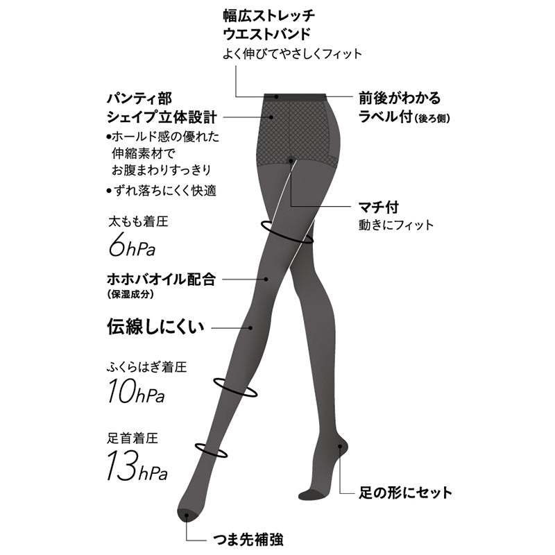 グンゼ サブリナ 黒ストッキング 足首着圧 13hpa M-L・L-LL (GUNZE SABRINA ブラック 黒 レディース 美脚 引き締め グラデーション)