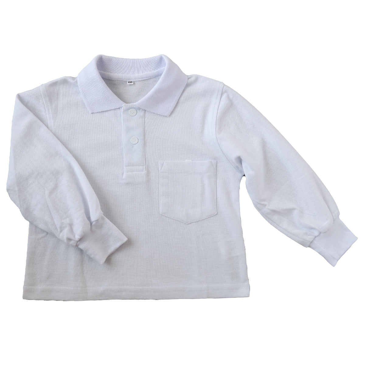 吸汗速乾 鹿の子素材 長袖ポロシャツ(スナップボタン)(B品) 100cm~180cm (着替え 洗い替え 習字 いもほり どろんこ 野外学習 泥遊び お絵描き 粘土あそび 絵画教室) (在庫限り)