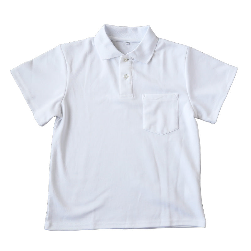 スクール ポロシャツ 半袖 キッズ 子供 制服 小学生 スクールシャツ 100cm~180cm 小学校 半そで 白 男子 女子 学生服 通学用 夏服 学校 (在庫限り)