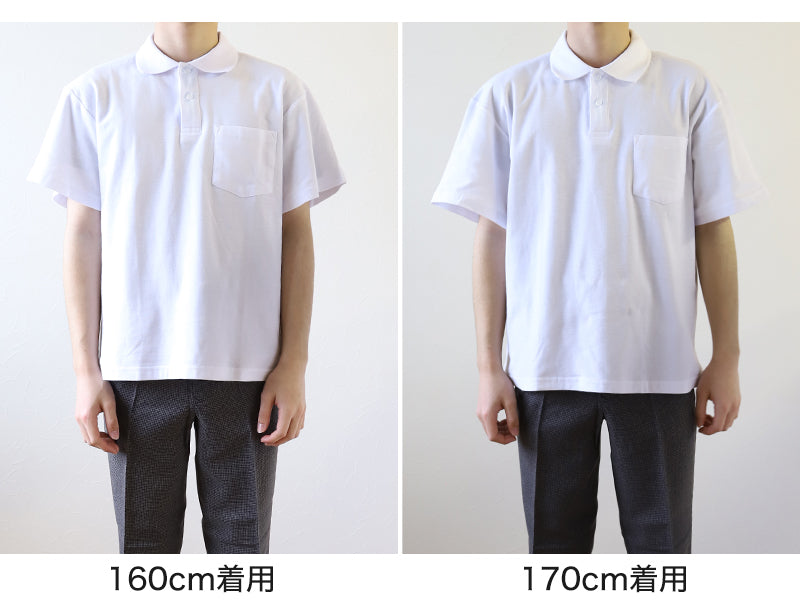 綿100% スクール用半袖ポロシャツ(スナップボタン)(B品) 100cm~180cm (着替え 洗い替え 習字 いもほり どろんこ 野外学習 泥遊び お絵描き 粘土あそび 絵画教室) (在庫限り)