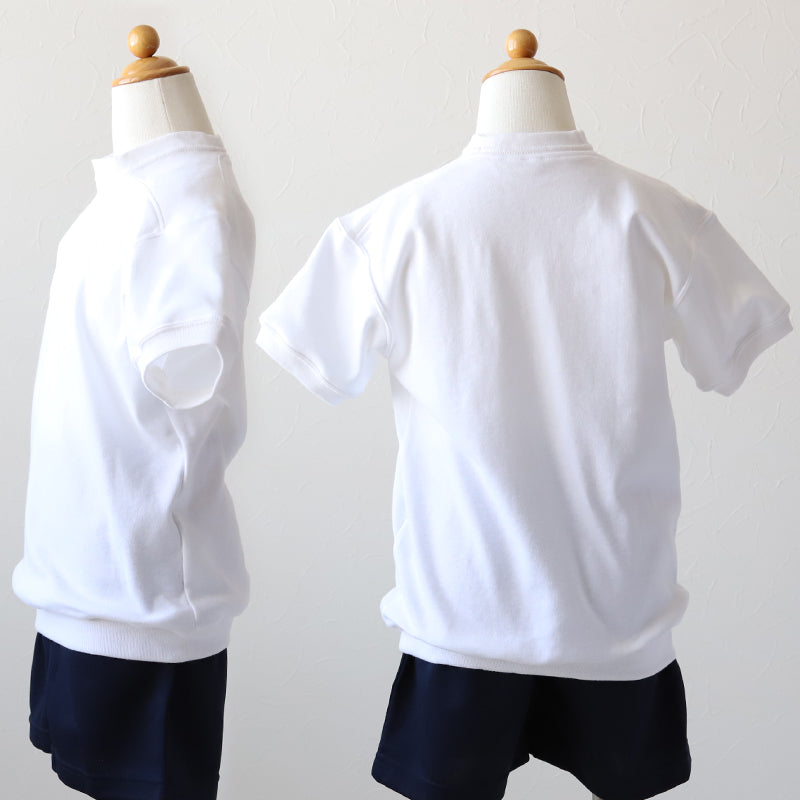 体操服 半袖 ヨーク 体操着 小学生 小学校 男子 女子 110~160cm V型 ヨーク襟 白 女の子 男の子 速乾 子供 綿 半そで キッズ (在庫限り)