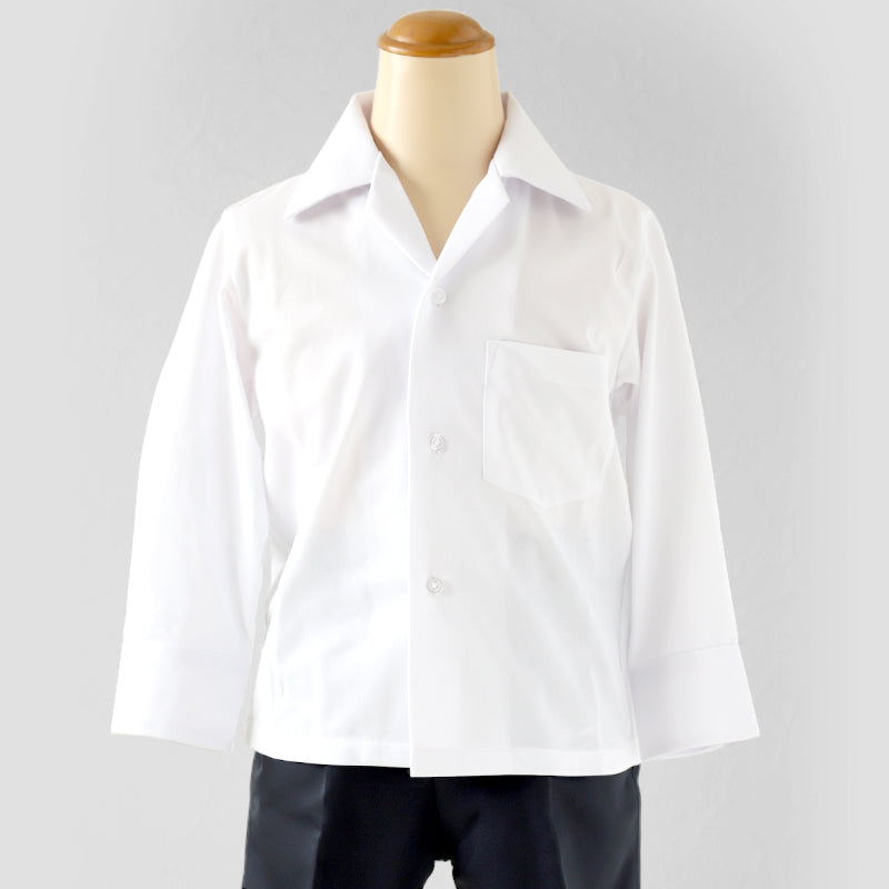 ストレッチ スクールシャツ 長袖 男子 開襟シャツ 110cmA~180cmB B体 学生服 ワイシャツ 中学生 高校生 男の子 制服 シャツ ノーアイロン Yシャツ