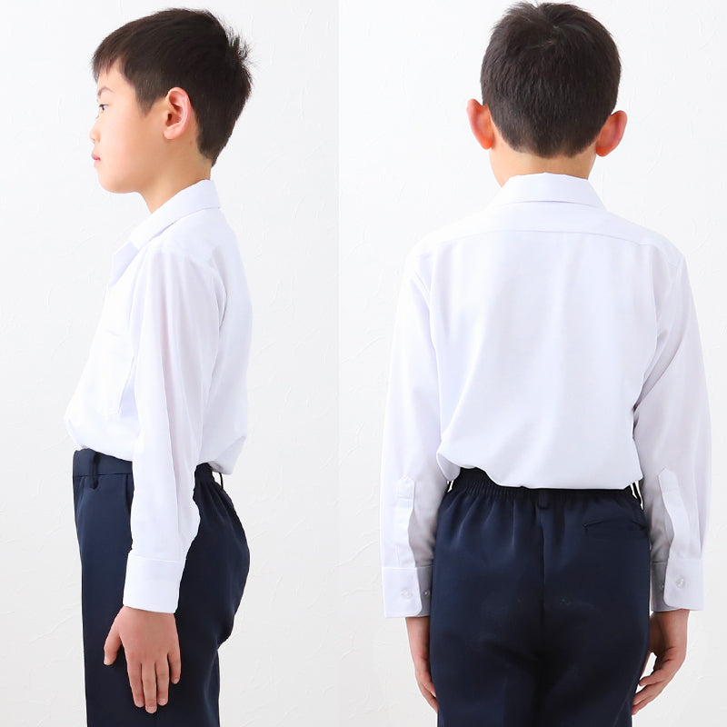 ストレッチ スクールシャツ 長袖 男子 開襟シャツ 110cmA~180cmB B体 学生服 ワイシャツ 中学生 高校生 男の子 制服 シャツ ノーアイロン Yシャツ