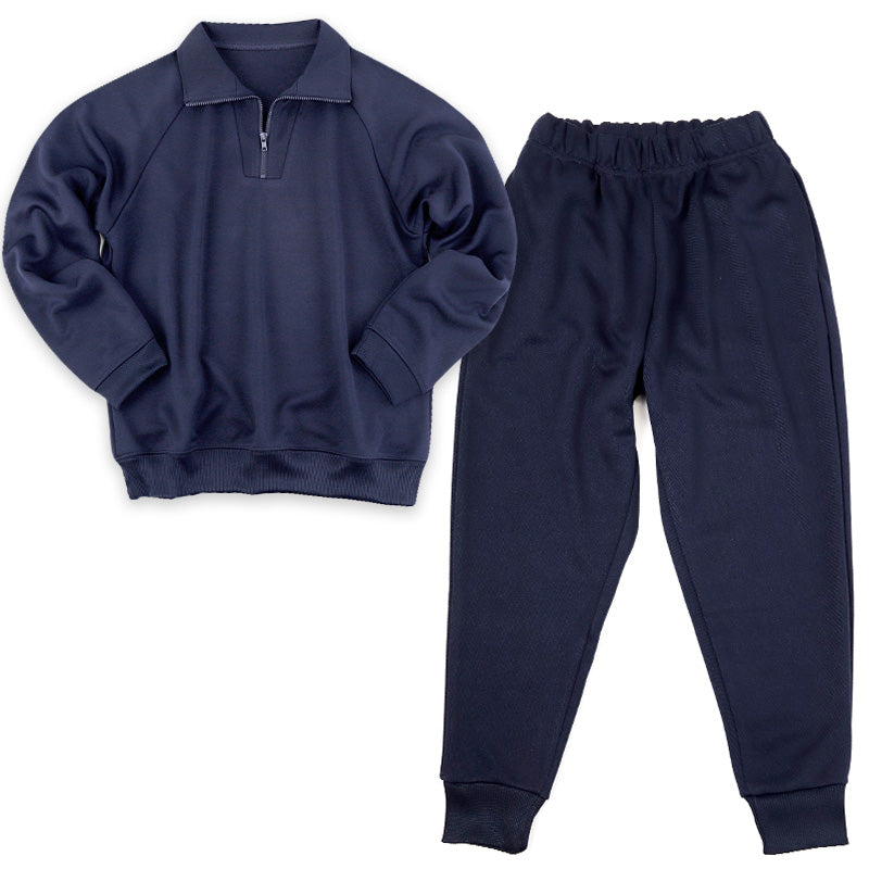 体操服 上下セット 厚手スムース 秋 冬 体操着 長袖 長ズボン 大きいサイズ S~3L 中学生 小学校 160 170 ネイビー 濃紺 子供 無地 男子 女子 入学 準備 スポーツウェア