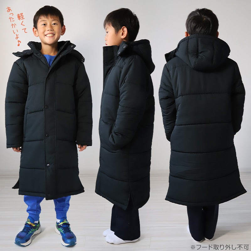 ベンチコート キッズ ジュニア ジャケット アウター フード付き 子供服 防寒 冬服 軽い 120~170cm・M~3L スクール用ジャケット 小学生 制服 コート 子供 男の子 女の子 暖かい 130 140 150 160 L LL (送料無料)