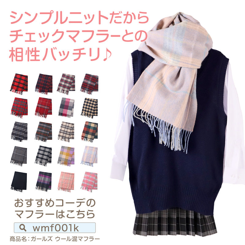 スクールベスト 女子 スクール ベスト 制服 ニット 秋 冬 Vネック S~3L (通学 学生 女子高生 高校生 中学生 ウール混 洗える シンプル 無地 大きいサイズ S M L LL 3L)