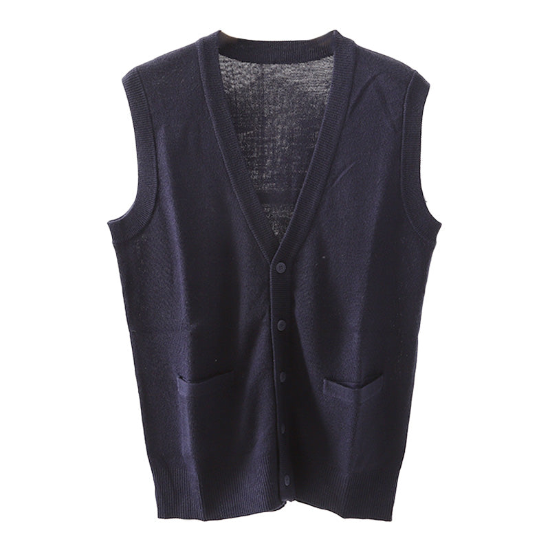 スクールベスト 男子 前あき Vネック ニット ベスト S~3L 前開き 洗える 秋冬 ニットベスト ウール スクール 制服 シンプル 無地 グレー 黒 大きいサイズ ジレ チョッキ S M L LL 3L