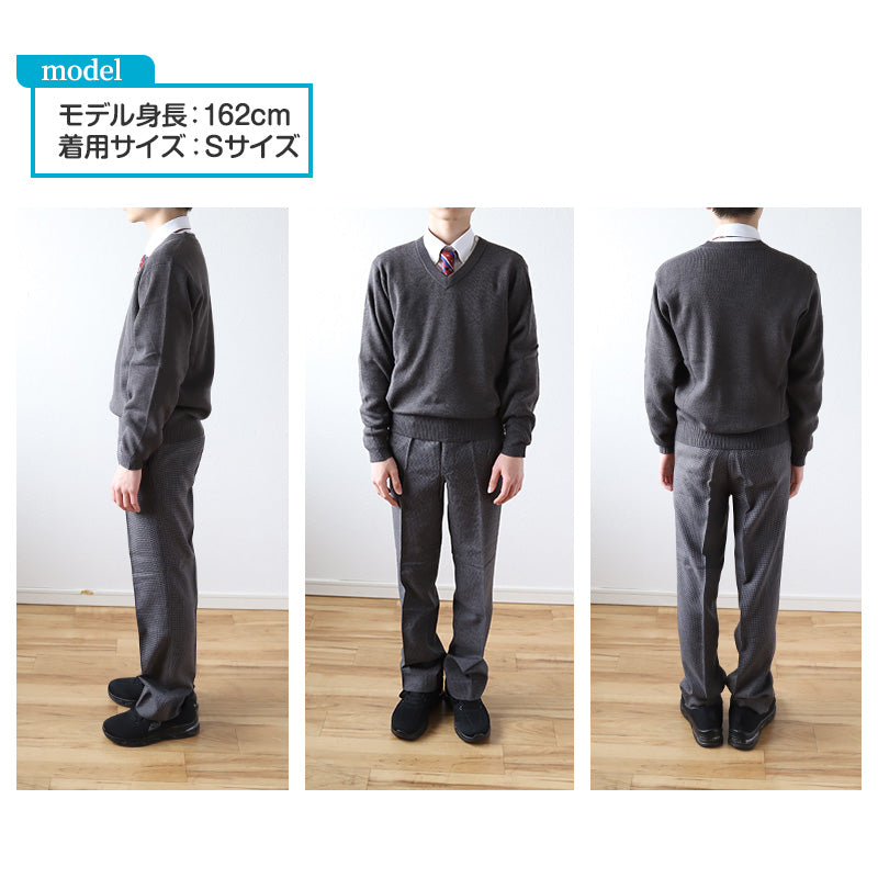 スクールセーター 男子 高校生 制服 ニット セーター 学生 Vネック S~3L 洗える ウール 無地 中学生 黒 紺 大きいサイズ メンズ 学校 秋 冬 シンプル S M L LL 3L