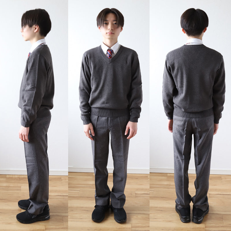 スクールセーター 男子 高校生 制服 ニット セーター 学生 Vネック S~3L 洗える ウール 無地 中学生 黒 紺 大きいサイズ メンズ 学校 秋 冬 シンプル S M L LL 3L